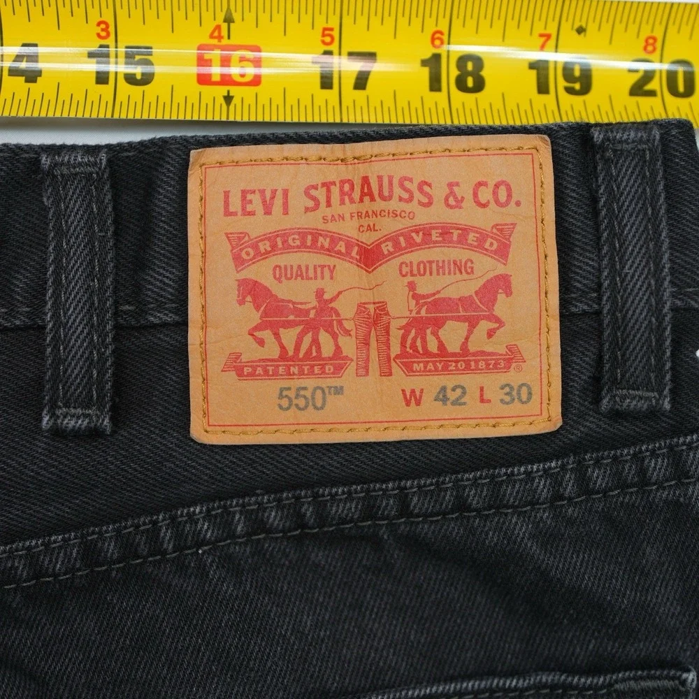 Levis 550‎ Black Jeans Men's 42x30 (40X29) Denim Relaxed Fit Casual Pants Baggy